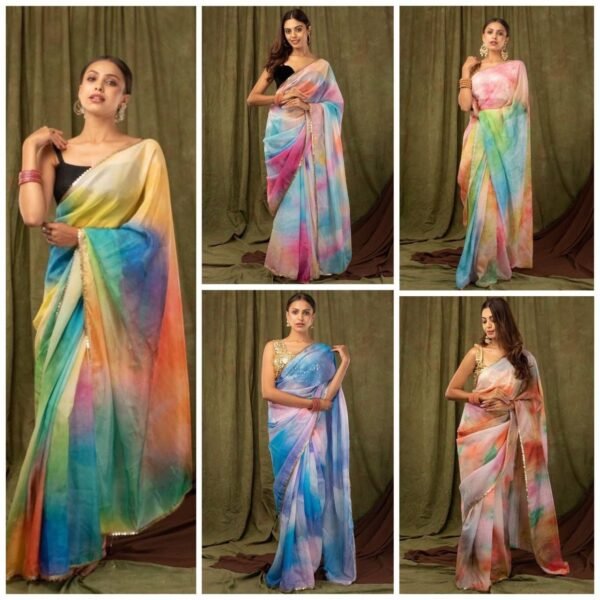 Stunning Digital Print Organza Sarees - Image 3