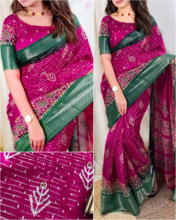 printed sarees with zari border