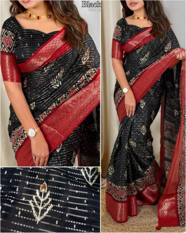 Gorgeous Printed Sarees with Zari Border - Image 2